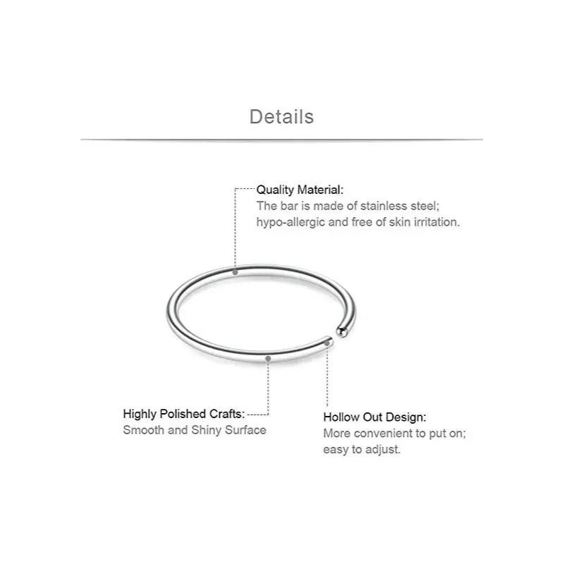 Nose Rings Set, 6pcs Stainless Steel Body Piercing Jewelry
